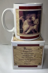 Vtg NIB Coffee Tea Mug 10oz Angel Crimson Cherub Porcelain 1996 Be not Forgetful - Picture 1 of 6