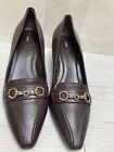 Bally Made In Italy Elegant Court Heel Shoes Dark Brown Leather Size 39-39,5