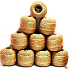 Crochet Cotton Thread Yarn Cross Stitch Balls for Knitting Craft Dark Gold 10Bal