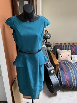 XOXO Rockabilly Retro Pinup Teal Green Peplum Dress Sz 9/10 - Image 1 of 4