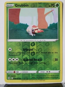 Tarjeta Pokémon REVERSE HOLO Grubbin 018/264 casi nueva Asako Ito Crocheted Fusion Strike - Imagen 1 de 2