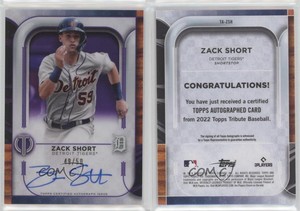 2022 Topps Tribute Tribute Auto Purple /50 Zack Short #TA-ZSH Rookie Auto RC