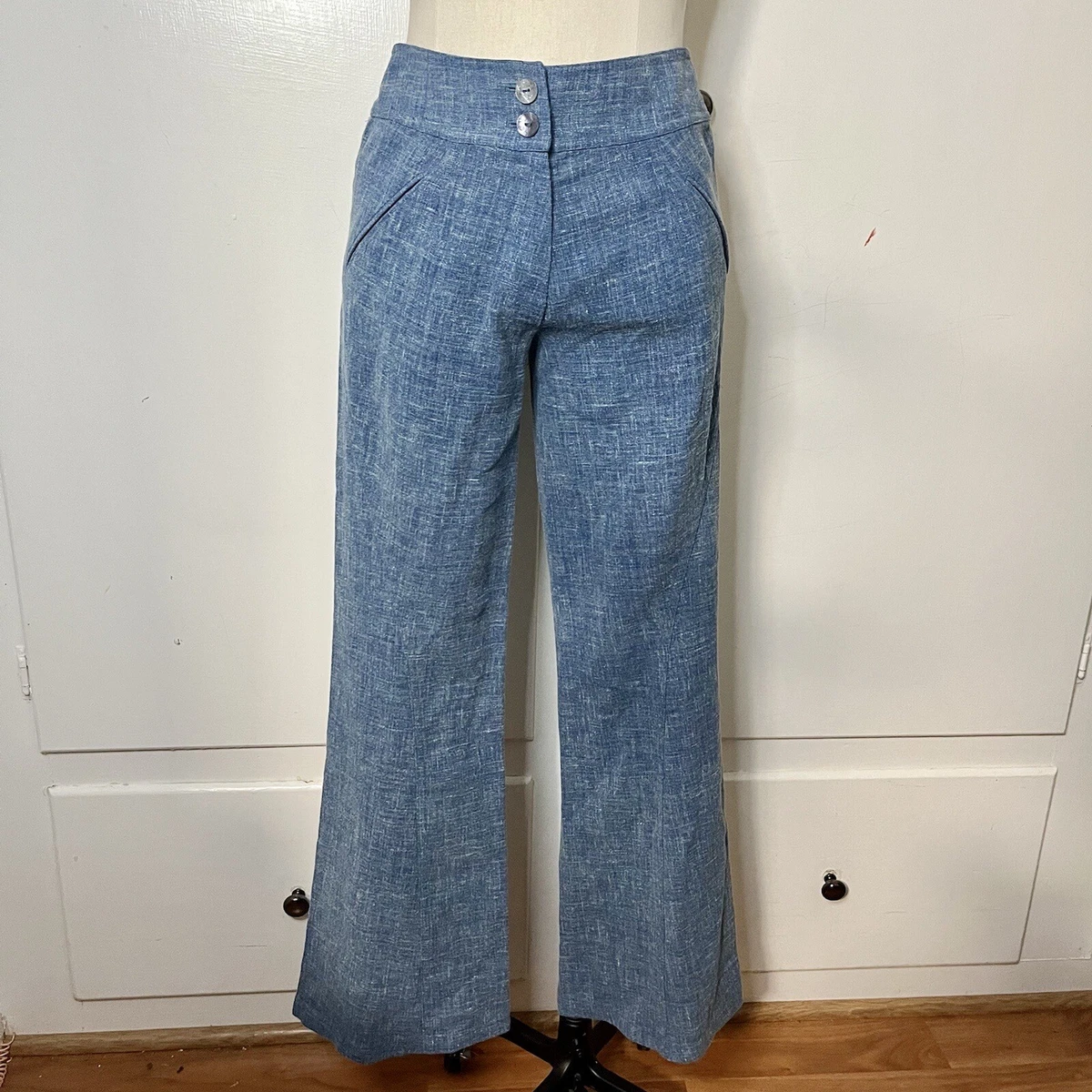 パンツ 90s- christian dior cotton linen slacks Vintage 90s Christian Dior Blue Linen Flare Trousers | eBay