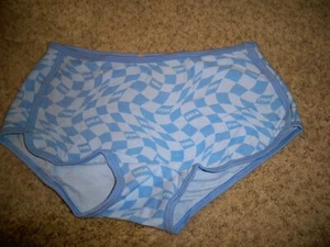 VICTORIAS SECRET BOYSHORT CHECKERED BLUE LARGE NEW - Picture 1 of 2