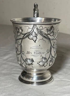 Антикварная подарочная кружка 1800-х Peter L Krider из стерлингового серебра США - Изображение 1 из 4