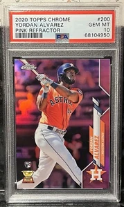 Topps Chrome 2020 Yordan Alvarez rifrattore rosa PSA 10 - Foto 1 di 1
