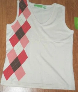 *ALLYSON WHITMORE GOLF MUJER SUÉTER CHALECO TALLA PS-PM-PL-PXL-XL BEIGE BLANCO NUEVO CON ETIQUETAS - Imagen 1 de 3