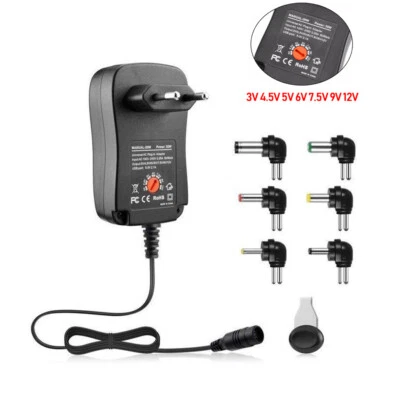 30W DC 3-12V US/EU/UK Adjustable AC Multi-function Power Supply USB Adapter USB - Image 1 of 4
