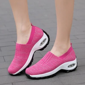 Mesh Sports Shoes Breathable Slip On Air Cushion Sneakers Casual Thick Bottom - Picture 1 of 10