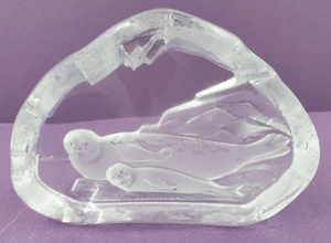 Pisapapeles escultura 2 sellos cristal plomo Nybro firmado por Suecia - Imagen 1 de 3