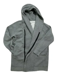 H&M Divided Asimetric Zip Longline Hooded Sweater Jacket Hoodie Coat Men Size M - Picture 1 of 4