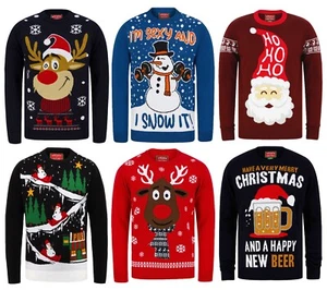 Christmas Jumpers Novelty Funny Naughty Xmas Knits Santa Tree Snowman Reindeer - Imagen 1 de 29