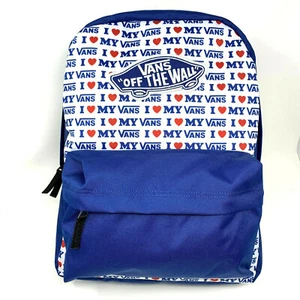 Vans I Love My Backpack School Bag Skate New Red Blue Heart White - Picture 1 of 3