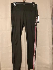 Bebe Damen Leggings Activewear Logo Siebstreifen Druck - schwarz Größe Large neu mit Etikett - Bild 1 von 6