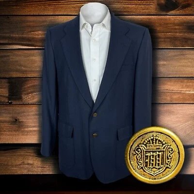 Мужские пуговицы Barrington Blazer 40R темно-синие золотистые шерстяная смесь - Изображение 1 из 4