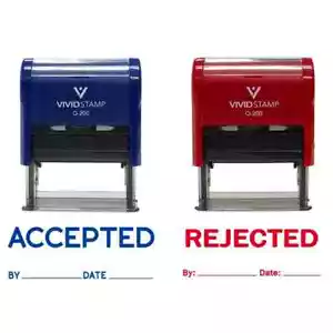 Accepted/Rejected By Date Rubber Stamp - 2 Pack (Blue/Red) Medium - Picture 1 of 1