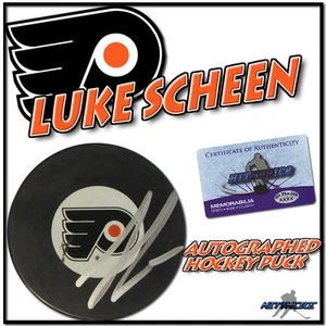 LUKE SCHENN Signed PHILADELPHIA FLYERS Hockey Puck w/COA #2 - Picture 1 of 1