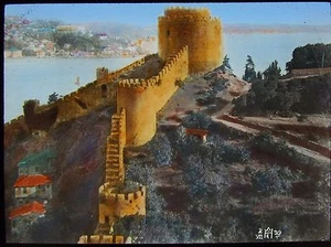 Glass Magic Lantern Slide THE CASTLE RUMELIHISAN NO2 C1910 PHOTO TURKEY BOSPORUS - Picture 1 of 2
