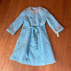 Vintage 1960er Neu aus altem Lagerbestand mit Etikett Gossard blau Gürtel gesteppt bestickte Robe Größe 16 - Bild 1 von 9