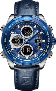 Orologi Uomo Quarzo Impermeabile Analogico Sport Multifunzione/Digitale/Blu/Argento - Foto 1 di 12