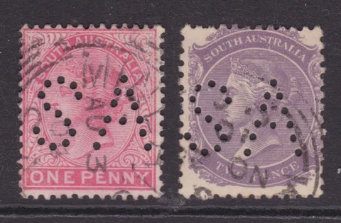 SOUTH AUSTRALIA 1901-10 1d Red & 2d Violet QV SIDEFACE PERFIN SA  (NF104) Cover
