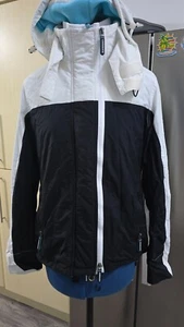 Superdry PACIFIC ARTIC HOODED POP ZIP WINDCHEATER SIZE M WHITE/BLACK - Picture 1 of 4