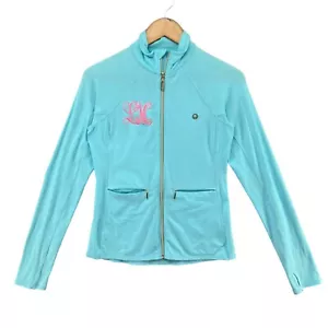 Lilly Pulitzer Luxletic Kapri Jacket Womens Aqua LM Embroidered Full Zip Size S - Picture 1 of 10