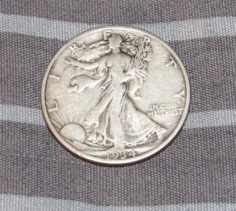 Fine Silver 1934 d Denver Mint Silver Walking Liberty Half Dollar 1/2 WLH Cover