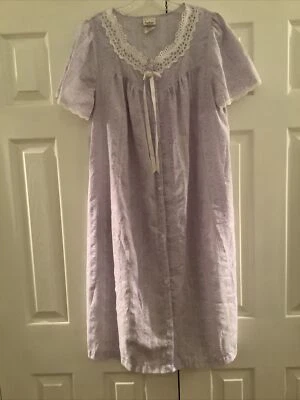 Jenny Buchanan Pequeño Púrpura Floral Casa Abrigo Vestido Bata Plumero Mumu Botón Foto 1 de 4