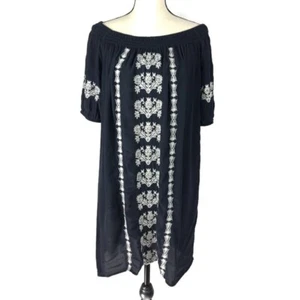 Ann Taylor LOFT Navy Blue White Boho Embroidered Dress Womens Small 393220 - Picture 1 of 10