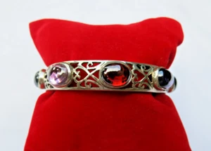 Multi color stones 925 Sterling Silver Bangle Bracelet Fine Jewelry Naga Eyes - Picture 1 of 7