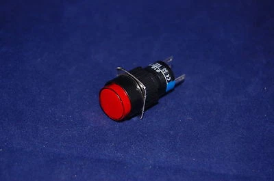 2PCS 16MM RED ROUND  Momentary PUSH BUTTON LED ILLUMINATED 110V AC/DC 5 PINS - Image 1 of 3