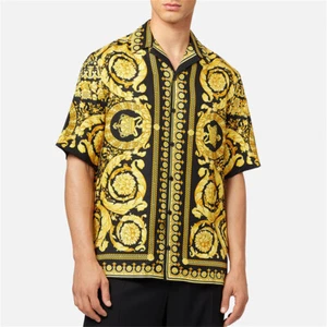 Camicia floreale uomo casual slim maniche corte bottoni top camicetta - Foto 1 di 6