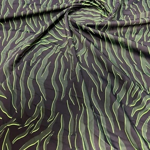 Animal Print Neon Green and Black Nylon Spandex Fabric 4 Way Stretch - Picture 1 of 7