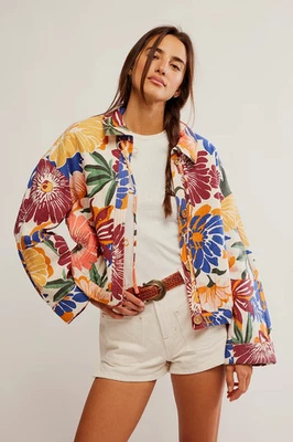 Free People We The Free Soleil Beach Jacket L Women's Floral Oversized NEW 44812 - Image 1 of 4