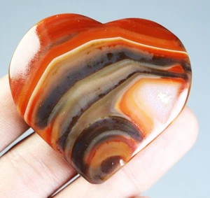 Espécimen mineral curativo corazón piedra cristal cuarzo ágata bandas rayas naturales - Imagen 1 de 9