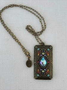 Anne Koplik Shimmering Multi Color Pendant Necklace Swarovski Crystals 18” - Bild 1 von 3