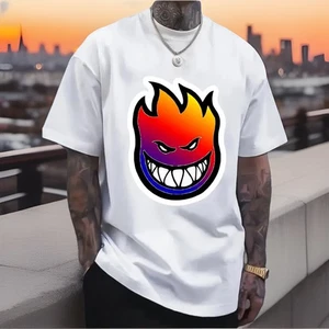 Skateboard T-Shirt - Mens L Large With Spitfire Logo Graphic White 🛹 - Picture 1 of 7