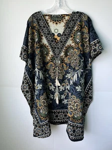 Short length Loose Casual Boho Women Ethnic Summer Beach Dress Floral Kaftan - Picture 1 of 8