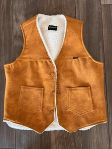 Chaleco Wrangler De Colección Para Hombres Grande Forrado Sherpa Gamuza Occidental Look Hecho en EE. UU. AÑOS 70 - Imagen 1 de 7