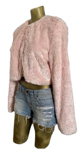 EUC Pastell PINK Kunstfell Cropped JACKE Medium - Bild 1 von 10