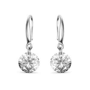 925 Dangle Earrings Sterling Silver Brilliant Cut Cubic Zirconia 25mm, Pin: 1mm - Picture 1 of 2