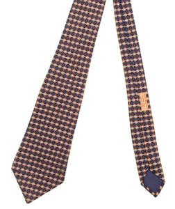 Hermes 7030 TA Blue Geometric Linked Cubes Pattern Printed Silk Tie - Picture 1 of 5