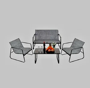 4 Piece Gray Patio Outdoor Party Poolside Sofa and 2 Chairs Furniture Set - Picture 1 of 11