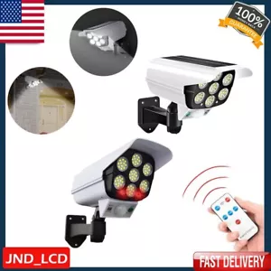 2X LED Motion Solar Sensor Light Remote Outdoor Security Garden Yard Fake Camera - Picture 1 of 24