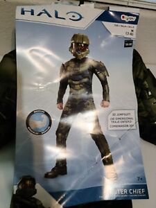New Kids' Deluxe Halo Master Chief Halloween Costume Jumpsuit Mask M 7-8