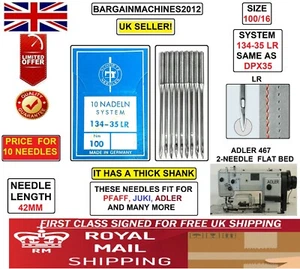 ADLER 467 FLAT-BED 2-NEEDLE SYS:134-35,DPX35 LR SIZE:100/16 INDUST MACHNE NEEDLE - Picture 1 of 4