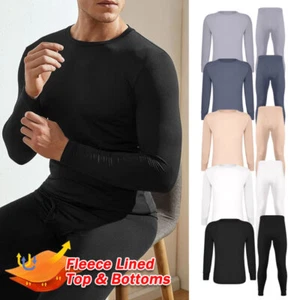 Set intimo uomo termico foderato in pile top pantaloni invernali lunghi set pigiama Johns - Foto 1 di 24
