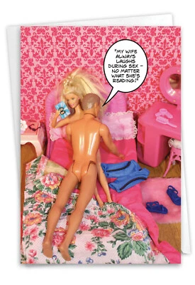 1 tarjeta de papel divertida de aniversario - esposo, esposa - ríe durante el sexo - hecha en Estados Unidos Foto 1 de 4