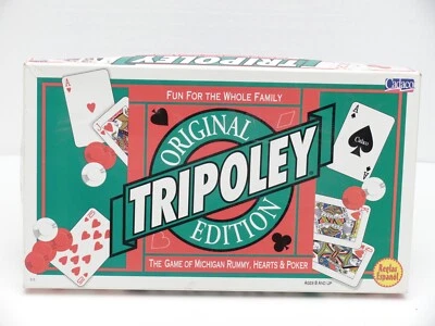 Tripoley Original Edition Cadaco 1997 Michigan Rummy Hearts + 100 Hoyle Chips! - Image 1 of 4